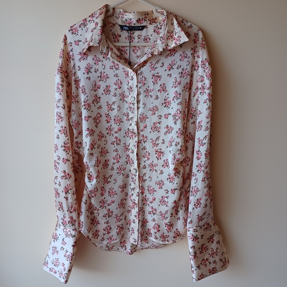 Zara Tops Zara Floral Satin Blouse Nwot Poshmark